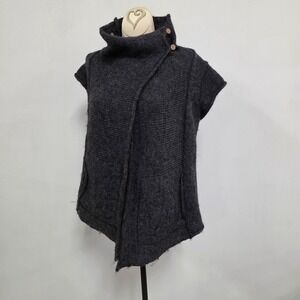 White Stuff Womens Fairy Grunge Lagenlook Rustic Cardigan Sweater 10‎ Mock Neck